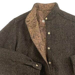 Vintage 70s Nantucket Looms CPO Dark Gray Herringbone Shirt Jacket Women’s XS